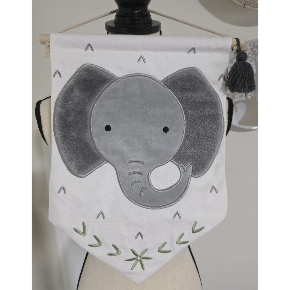 Lambs & Ivy Jungle Safari Theme ELEPHANT Quilted 3D Wall Hanging Baby Nursery